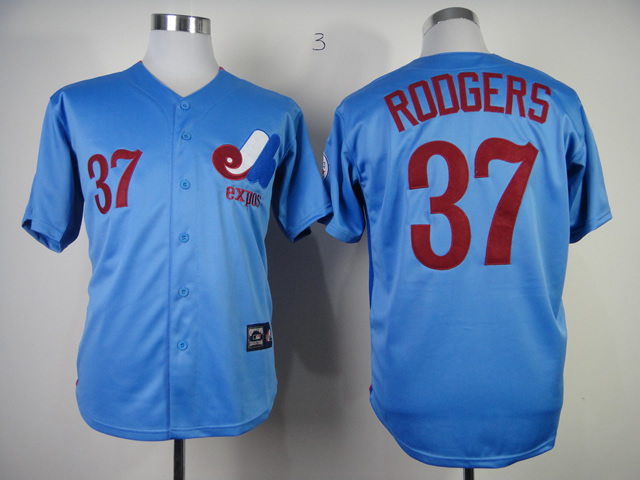 Men Montreal Expos #37 Roogers Blue MLB Jerseys